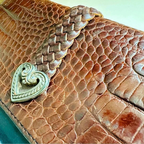 Vintage Brighton Croc Embossed Tri-Fold Leather Organizer/Wallet - Picture 2 of 14